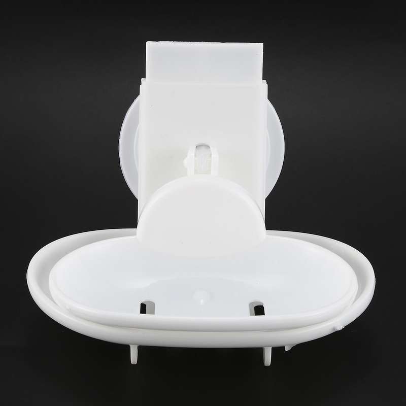 Double Soap Dish Strong Suction Soap Holder Cup Tray Compatible Shower Bathroom (White)