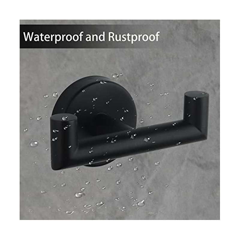 Double Towel Hooks for Bathroom Black Wall Mount Robe Hook Double Towel Hook Towel Holder for Kitch