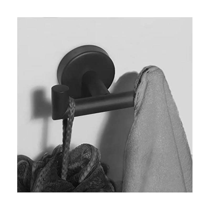 Double Towel Hooks for Bathroom Black Wall Mount Robe Hook Double Towel Hook Towel Holder for Kitch