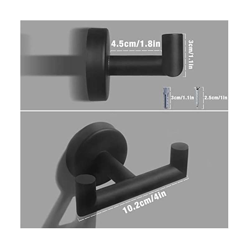 Double Towel Hooks for Bathroom Black Wall Mount Robe Hook Double Towel Hook Towel Holder for Kitch