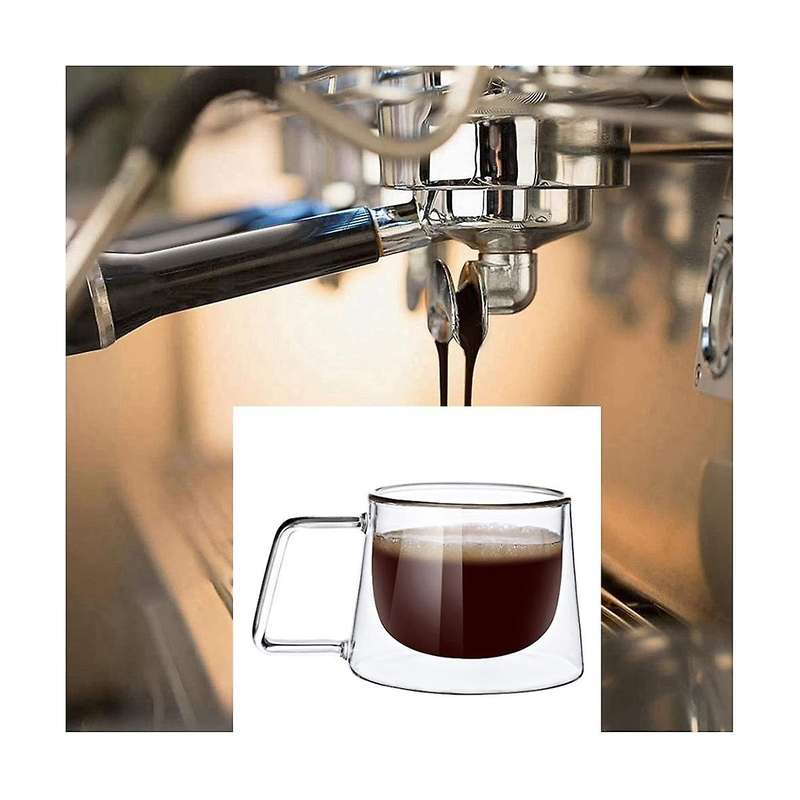 Double Walled Coffee Mug, 2 Coffee Cups with Handle, Dishwasher Safe & Heat Resistant,for Clear Mug