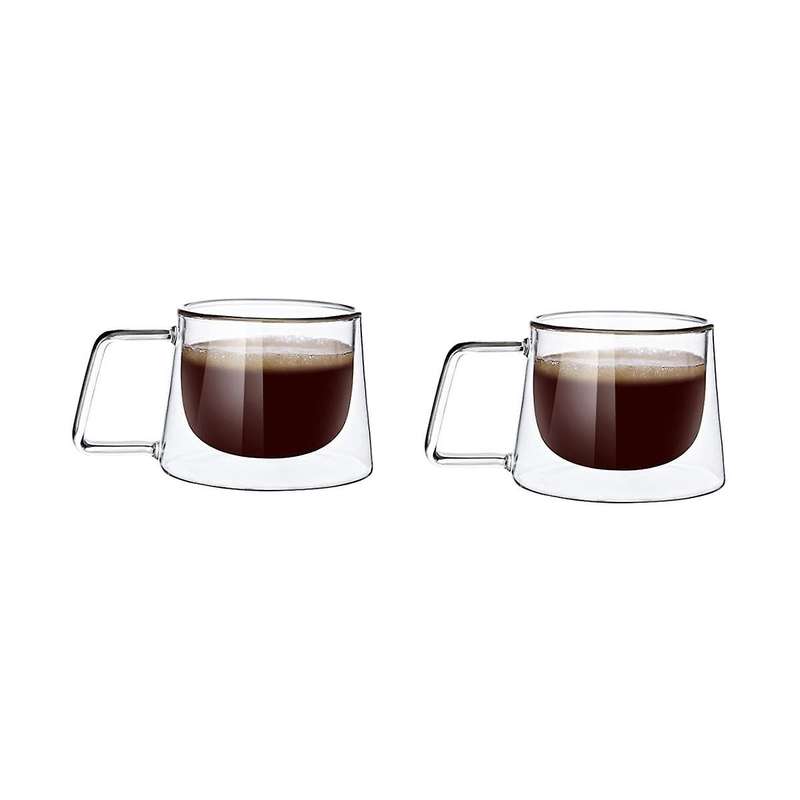 Double Walled Coffee Mug, 2 Coffee Cups with Handle, Dishwasher Safe & Heat Resistant,for Clear Mug