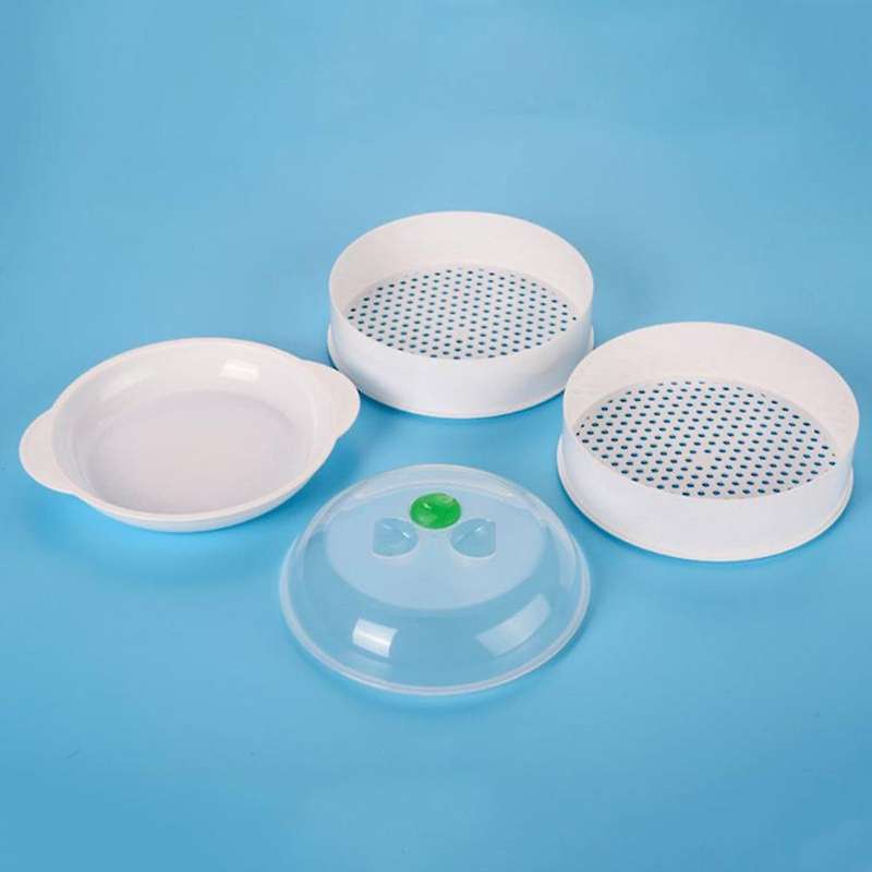Double-Layer Plastic Steamer Microwave Oven Round Steamer
