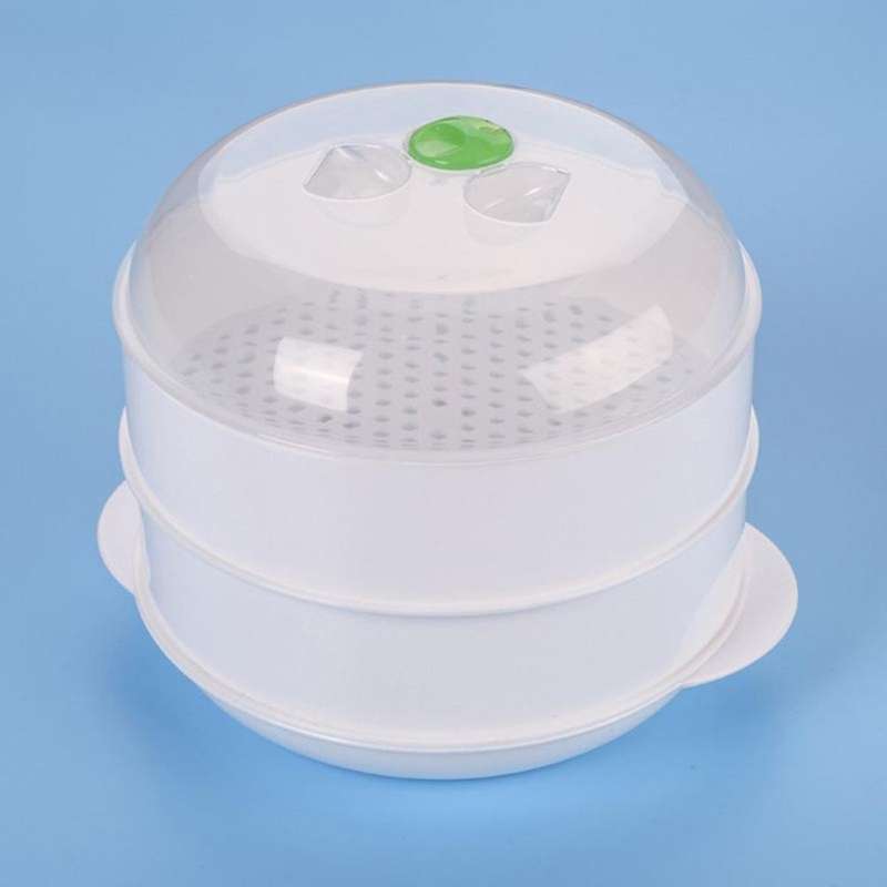 Double-Layer Plastic Steamer Microwave Oven Round Steamer