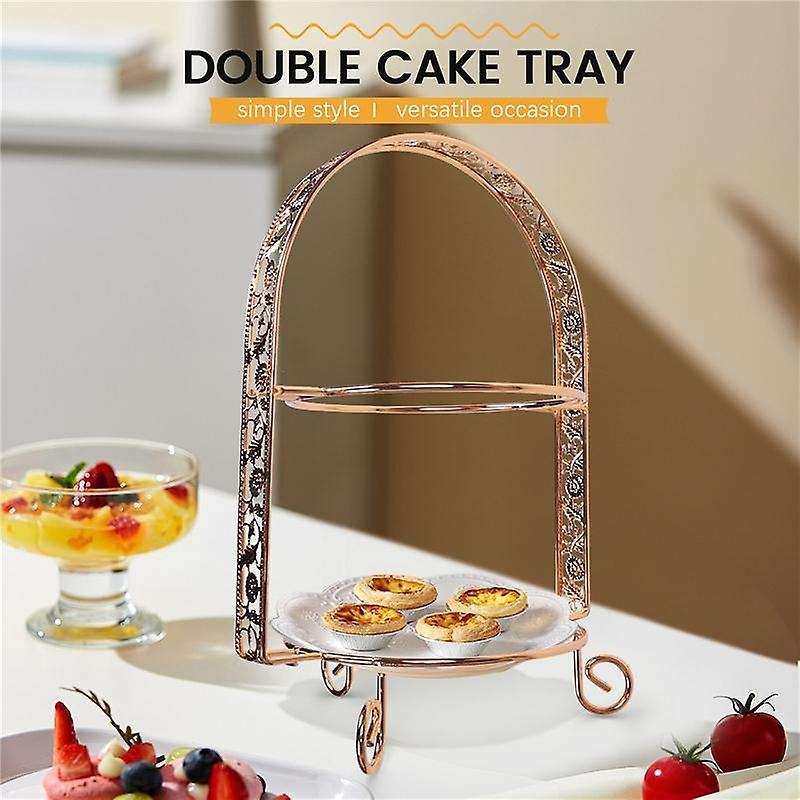Double-Layer Arch-Shaped Golden Fruit Dessert Rack Gold
