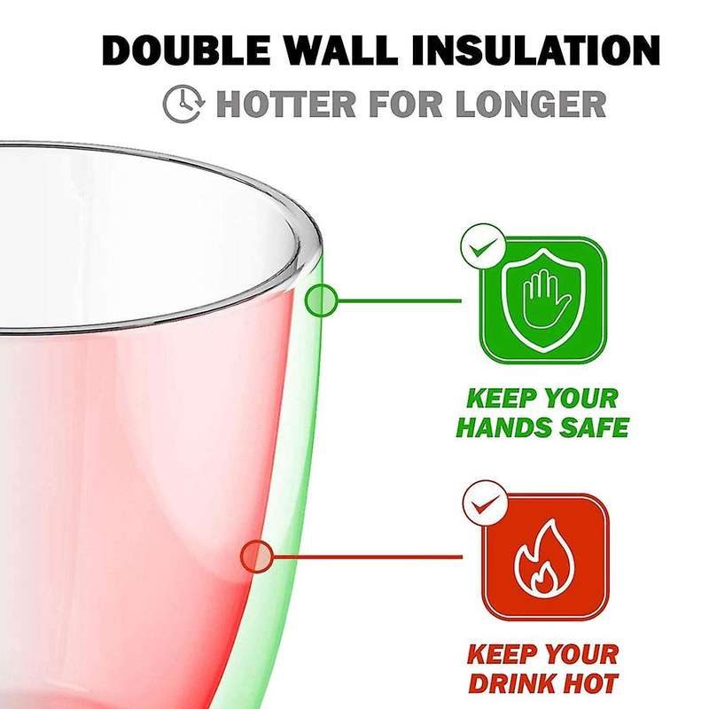 Double-Layer Glass Coffee Glass Mug Double-Layer Glass Tea Cup Heat-Resistant Milk Cup Glass Cup 80m