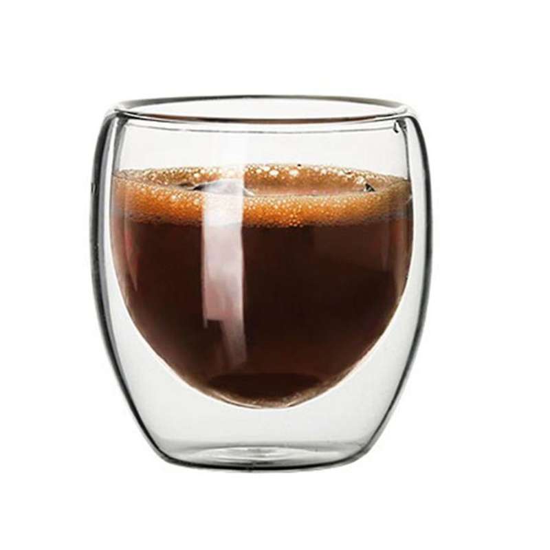 Double-Layer Glass Coffee Glass Mug Double-Layer Glass Tea Cup Heat-Resistant Milk Cup Glass Cup 80m