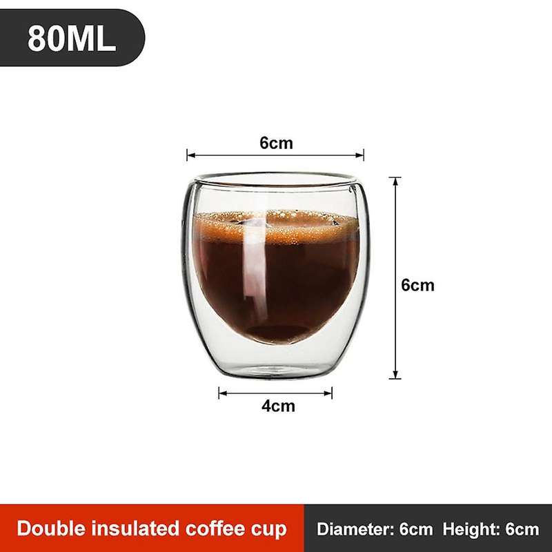 Double-Layer Glass Coffee Glass Mug Double-Layer Glass Tea Cup Heat-Resistant Milk Cup Glass Cup 80m