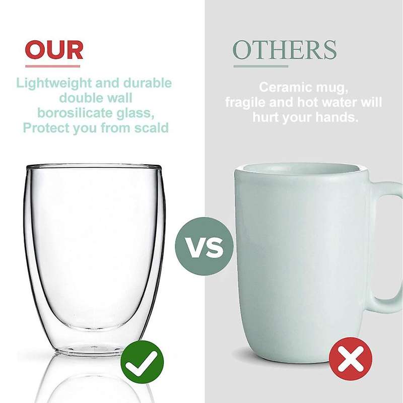 Double-Layer Glass Coffee Glass Mug Double-Layer Glass Tea Cup Heat-Resistant Milk Cup Glass Cup 80m