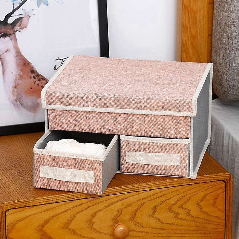 Double-Layer Storage Box Drawer Storage Box Foldable Home Underwear Storage Box (Blue Double Layer O