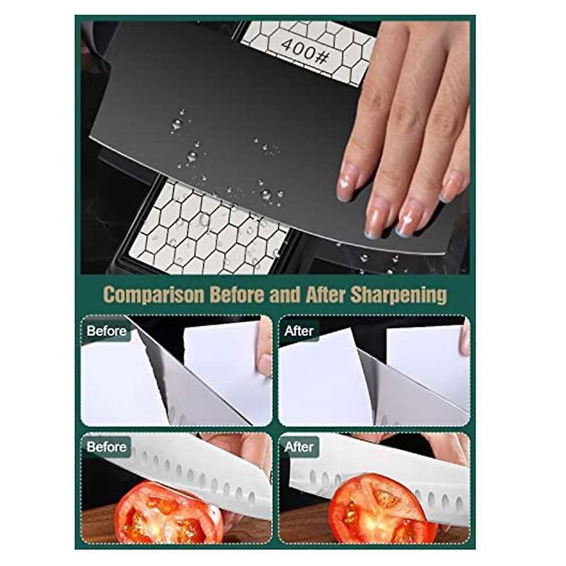 Double-sided Diamond Sharpening Stone,whetstone Surface Plate with Non-slip Base(400/1000 Grit)