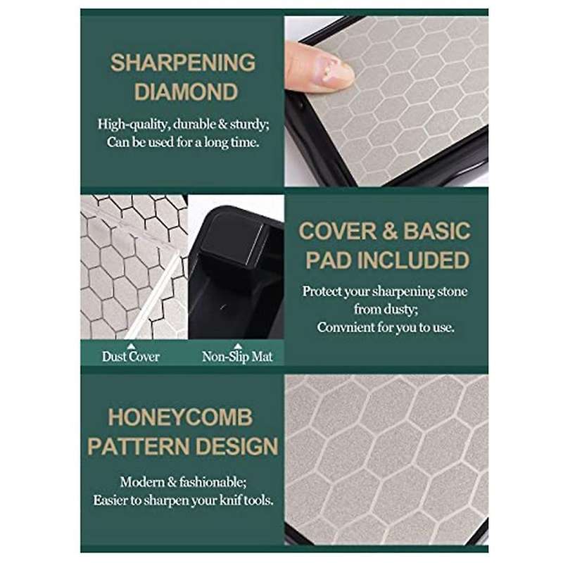 Double-sided Diamond Sharpening Stone,whetstone Surface Plate with Non-slip Base(400/1000 Grit)