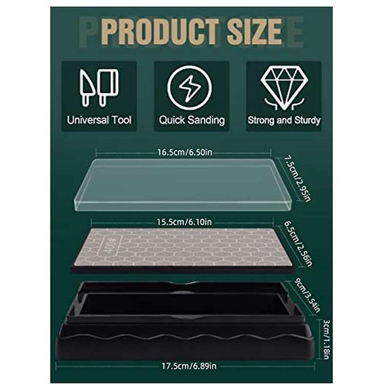 Double-sided Diamond Sharpening Stone,whetstone Surface Plate with Non-slip Base(400/1000 Grit)