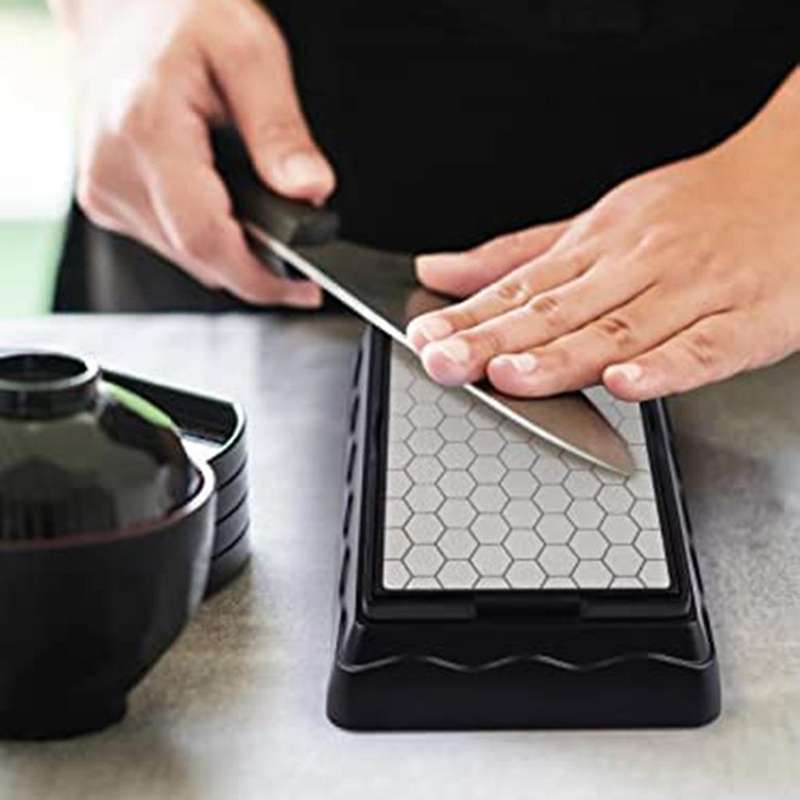 Double-Sided Diamond Sharpening Stone,Whetstone Surface Plate with Non-Slip (400/1000 Grit)