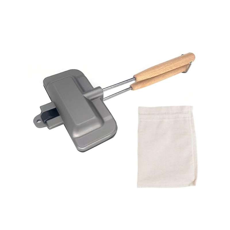 Double-sided Sandwich Pan+storage Bag Non-stick Foldable Grill Frying Pan Hotdog for Bread Toast Bre