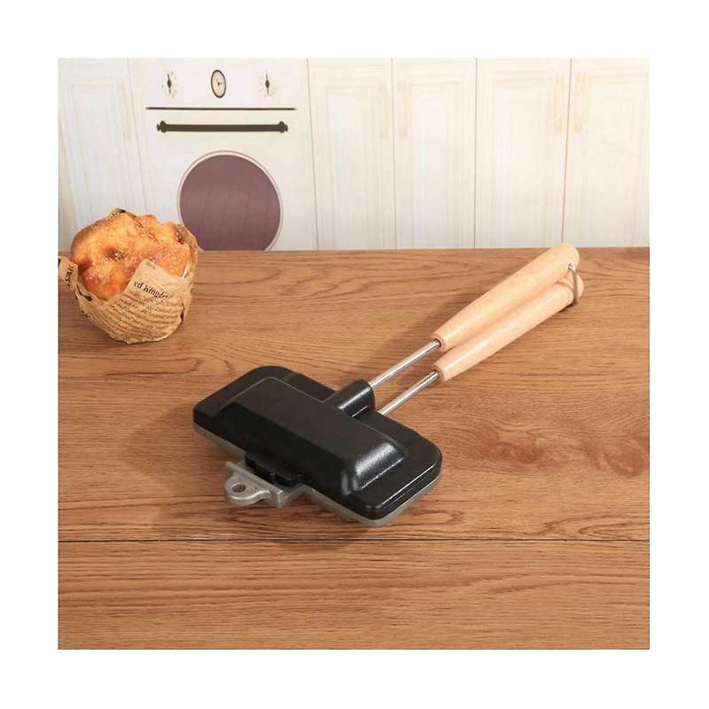 Double-sided Sandwich Pan+storage Bag Non-stick Foldable Grill Frying Pan Hotdog for Bread Toast Bre