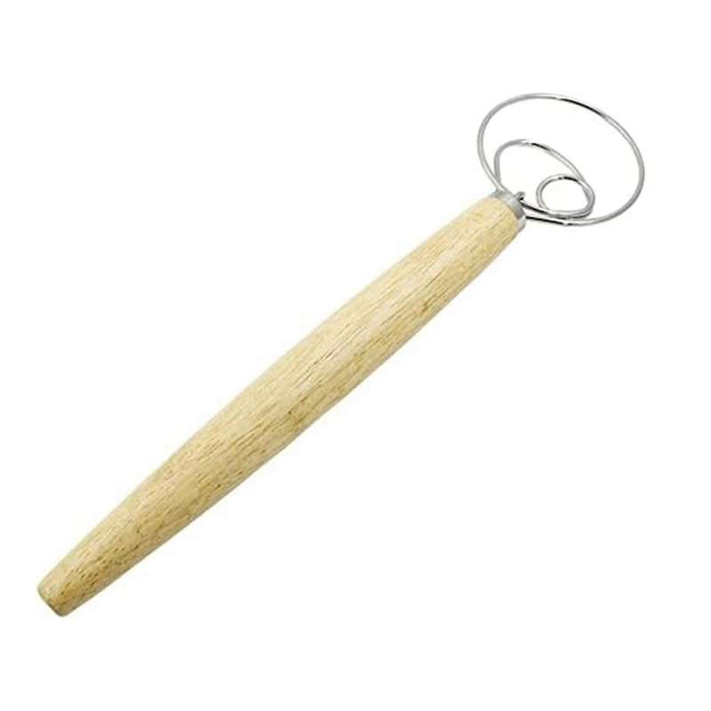 Dough Whisk, 13 Inch Wooden Dutch Whisk for Dough Dough Mixer Hand Tool, Bread Dough Whisk