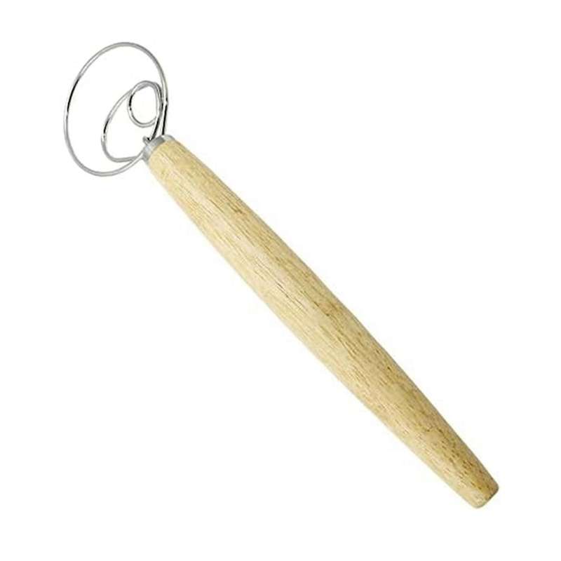 Dough Whisk, 13 Inch Wooden Dutch Whisk for Dough Dough Mixer Hand Tool, Bread Dough Whisk
