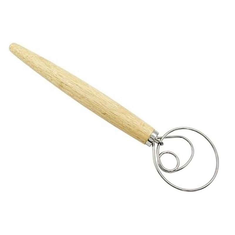 Dough Whisk, 13 Inch Wooden Dutch Whisk for Dough Dough Mixer Hand Tool, Bread Dough Whisk