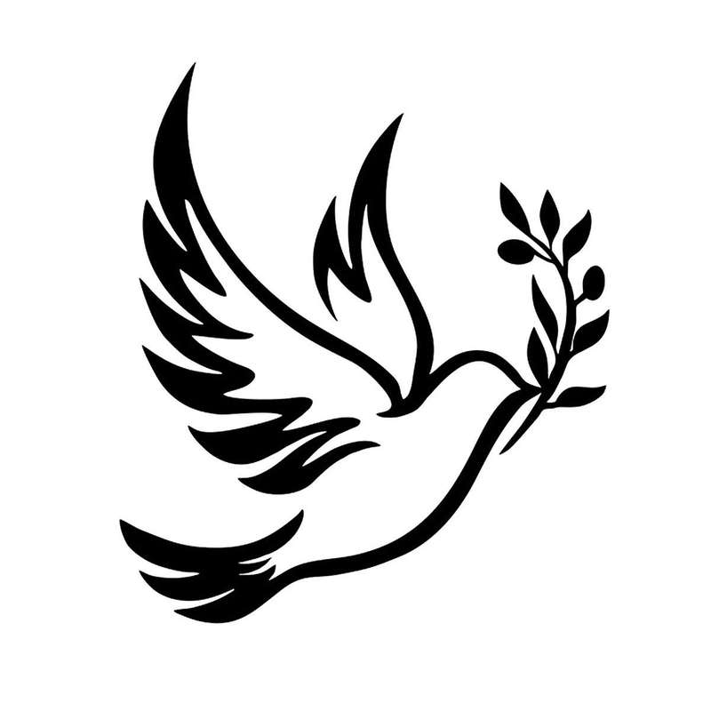 Dove of Peace Olive Branch Metal Wall Art - Olive Branches Peace Black Outline White Dove Metal Wall