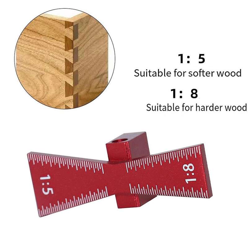 Dovetail Joint Aluminum Alloy Marking Template 1: 5 1: 8 Wooden Hinge Gauge with Hinge Gauge Guide