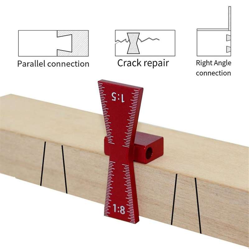 Dovetail Joint Aluminum Alloy Marking Template 1: 5 1: 8 Wooden Hinge Gauge with Hinge Gauge Guide