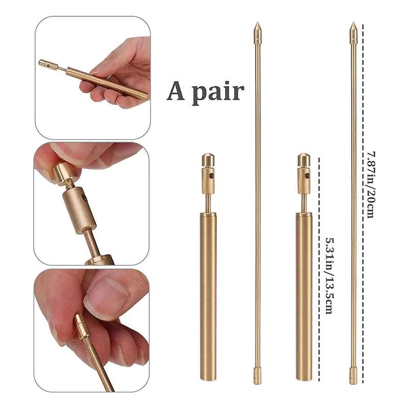 Dowsing Rods Copper 1 Pair Smooth Rotation Divining Rods Solid Copper Rods Dowsing Rods Spiritual wi