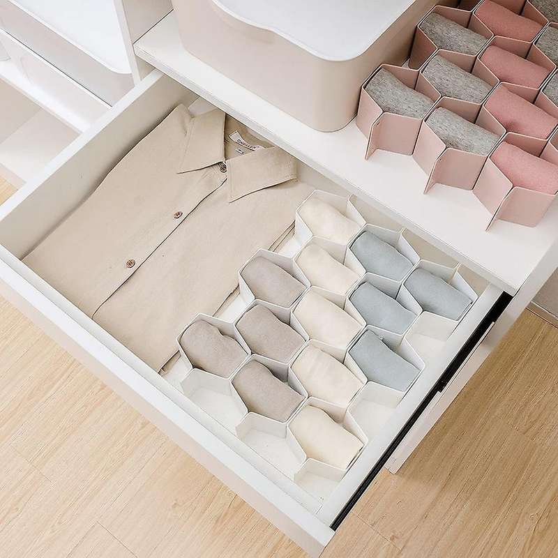 Drawer Divider Organizer, Adjustable Honeycomb Partition Cabinet Clapboard Storage for Underwear, So