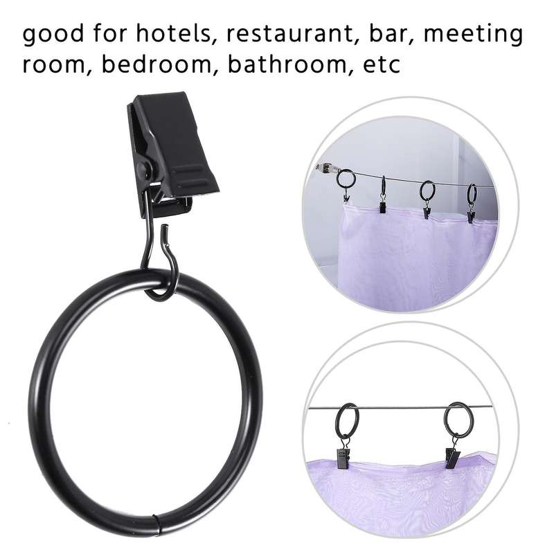 Drapery Rings with Clips Curtain Rod Clips,Curtain Rings with Clips Decorative Drapery,Rings with C