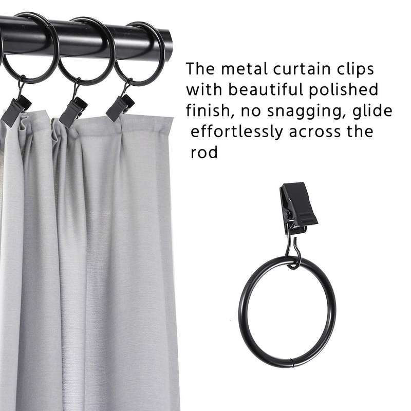 Drapery Rings with Clips Curtain Rod Clips,Curtain Rings with Clips Decorative Drapery,Rings with C