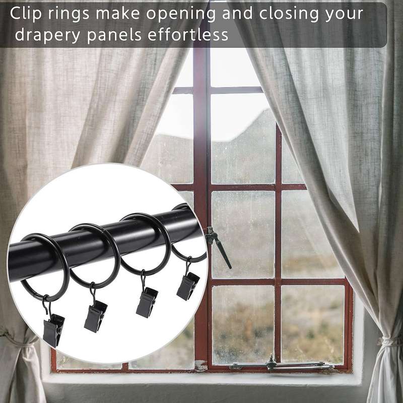 Drapery Rings with Clips Curtain Rod Clips,Curtain Rings with Clips Decorative Drapery,Rings with C