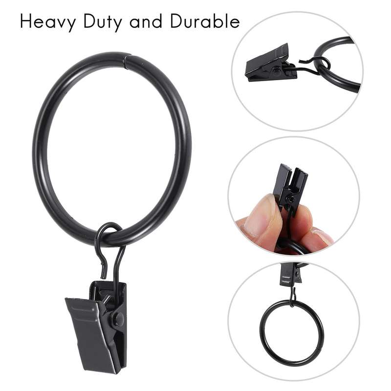Drapery Rings with Clips Curtain Rod Clips,Curtain Rings with Clips Decorative Drapery,Rings with C