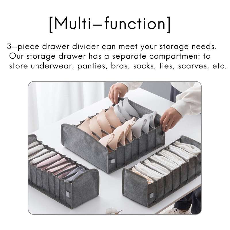 Drawer Bag Collapsible Closet Bag Drawer Divider 3-piece Set Clothes, Socks, Underwear, Underwear