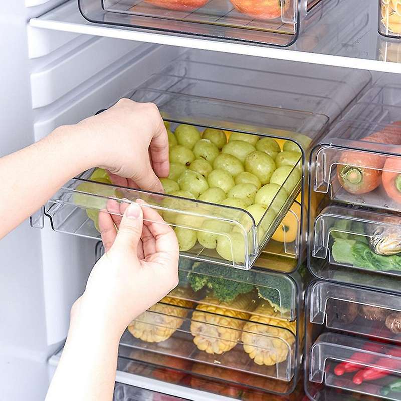 Drawer Type Refrigerator Organizer Box Home Kitchen Fridge Food Fruit Meat Keep Fresh Storge Contain