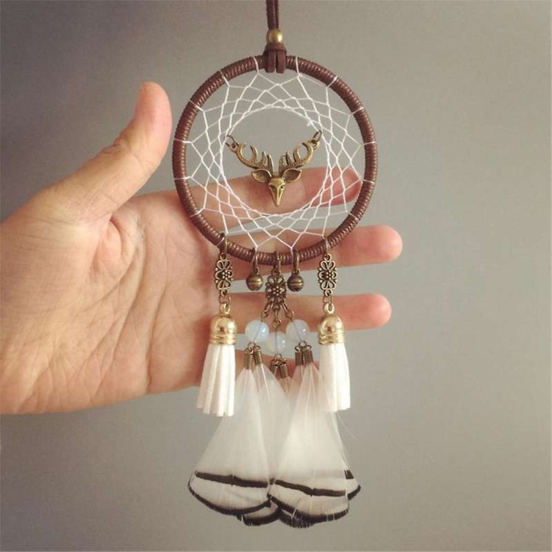 Dream Catcher Feather Car Mirror Hanging Accessories Rear View Mirror Accessories for Aesthetic Deco