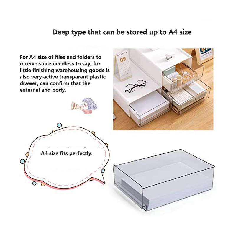 Drawer Type Transparent Storage Box Office Cosmetics Storage Box Shelf Stationery Storage Stackable