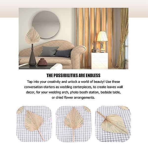 Dried Palm Leaves Room Decor 5 Pieces - 18inch H X 10inch W Large Natural Palm Leaf Decor for A Beau