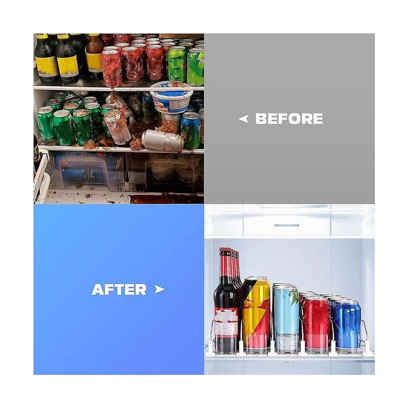 Drink Organizer for Fridge, Self-sliding  Can Dispenser for Refrigerator and Adjustable Width