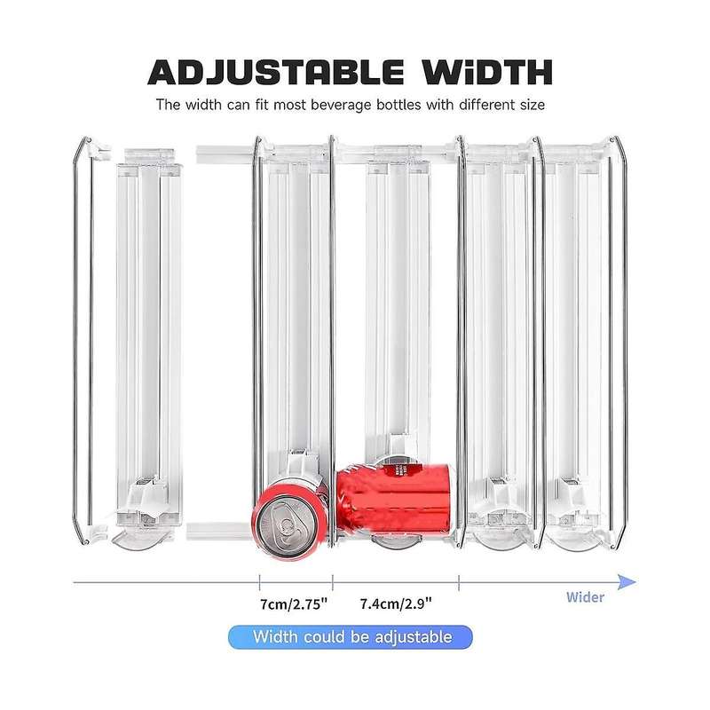 Drink Organizer for Fridge, Self-sliding  Can Dispenser for Refrigerator and Adjustable Width
