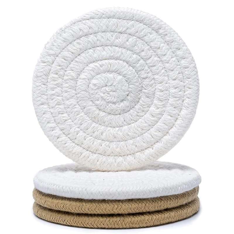 Drink Coaster Absorbent Woven Coaster Set Hand Woven Drink Coaster Desktop Protective Fabric Coaste