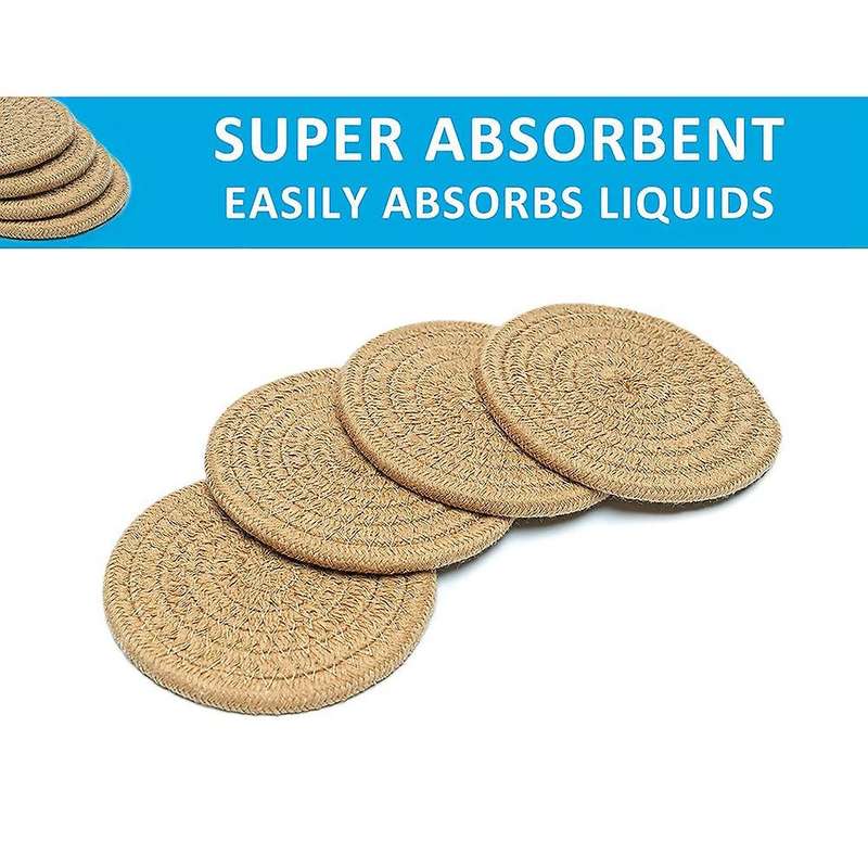 Drink Coaster Absorbent Woven Coaster Set Hand Woven Drink Coaster Desktop Protective Fabric Coaste