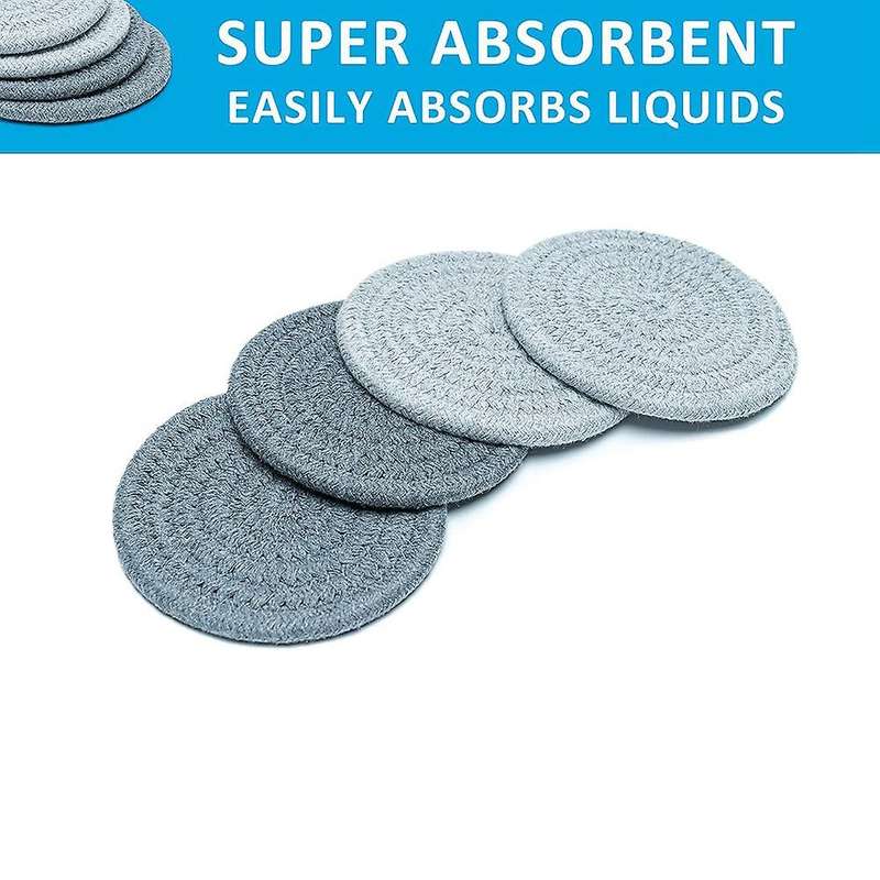 Drink Coaster Absorbent Woven Coaster Set Hand Woven Drink Coaster Desktop Protective Fabric Coaste