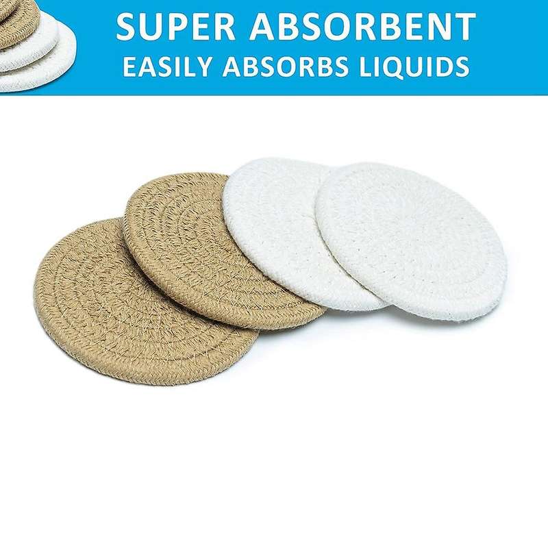 Drink Coaster Absorbent Woven Coaster Set Hand Woven Drink Coaster Desktop Protective Fabric Coaste