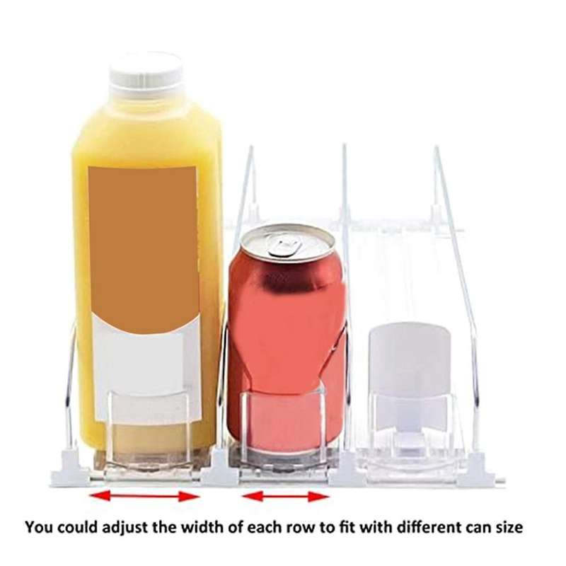 Drink Organizer for Fridge-white Automatic Pusher Glide, Dispenser for Fridge-holds Up to 15 Cans