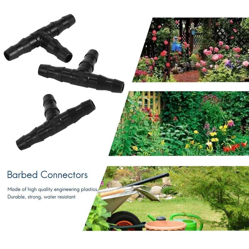 Drip Irrigation Barbed Connectors, Fits 1/4 inch Drip Tubing