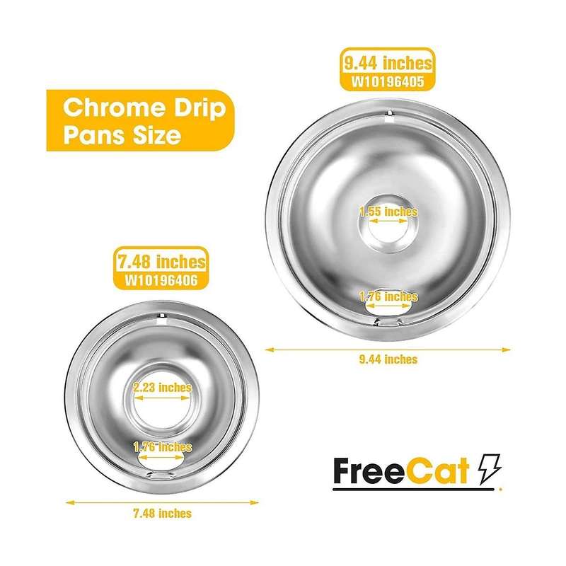 Drip Pan Kit,universal Chrome Burner Drip Bowls Replacement for Kitchen Aid Range W10278125 W101964