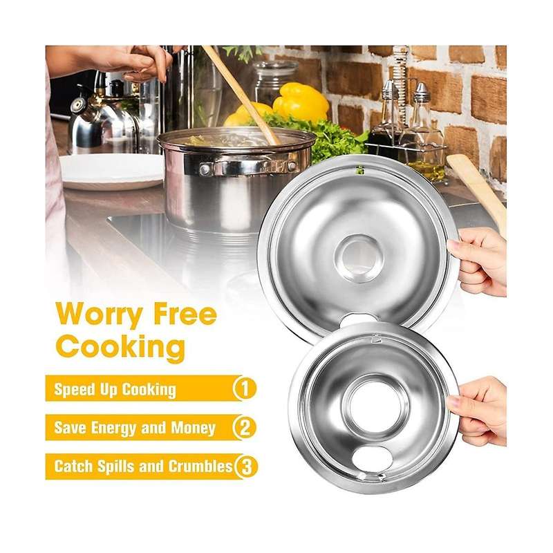Drip Pan Kit,universal Chrome Burner Drip Bowls Replacement for Kitchen Aid Range W10278125 W101964