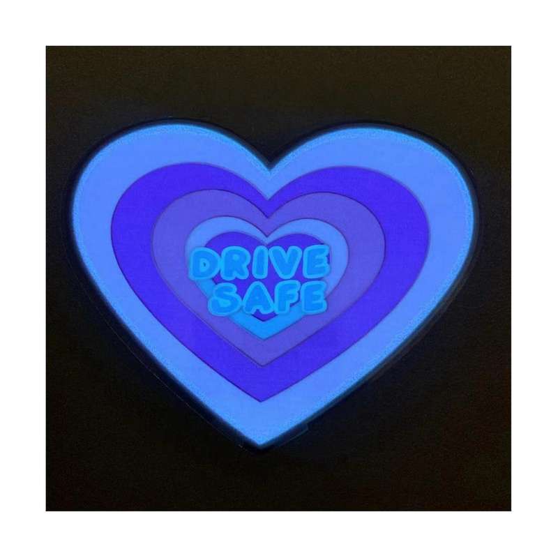 DRIVE SAFE Heart Glow Panel Light Emitting Window Racing Car Sticker Windshield Decorative LED Ligh