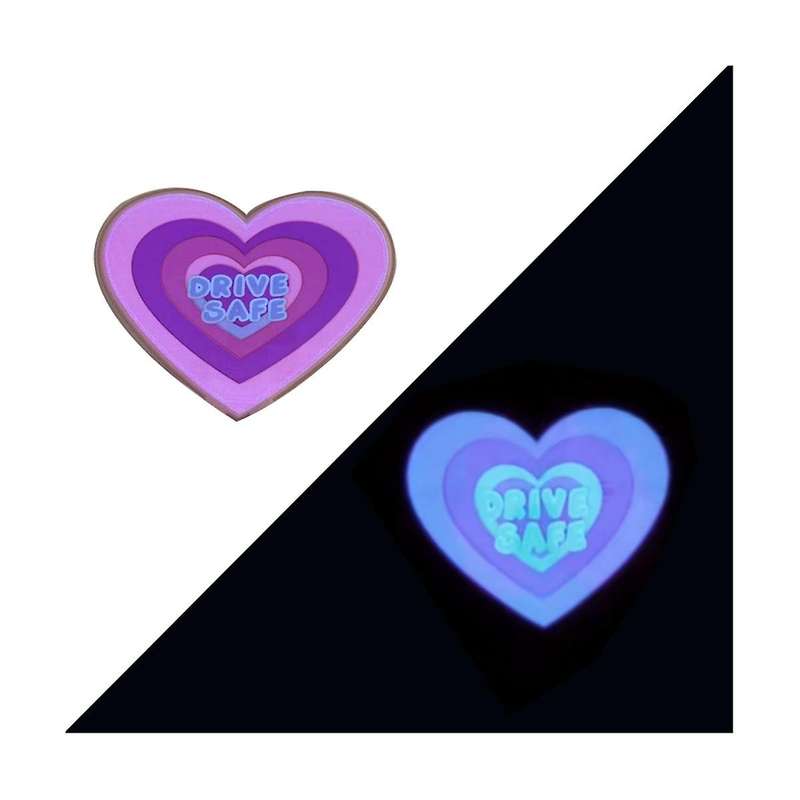DRIVE SAFE Heart Glow Panel Light Emitting Window Racing Car Sticker Windshield Decorative LED Ligh