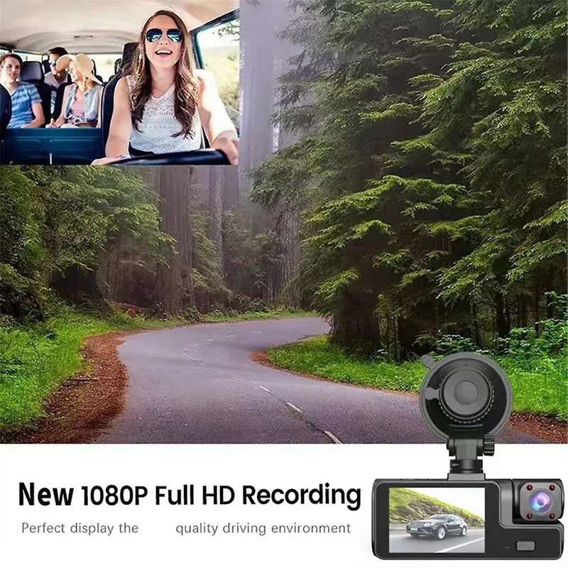 Driving Recorder HD 1080P 2 Inches Screen 3 Way with Wifi 3 Lens Parking Monitoring with Night Visi